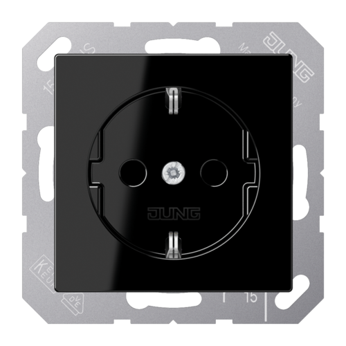 Розетка JUNG А-СЕРИЯ, скрытый монтаж, с заземлением, черный