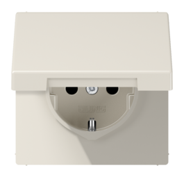 Розетка JUNG LS 990, скрытый монтаж, с заземлением, с крышкой, слоновая кость