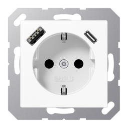 Розетка 2К+З 16А 250В~, с разъемом USB Typ AC